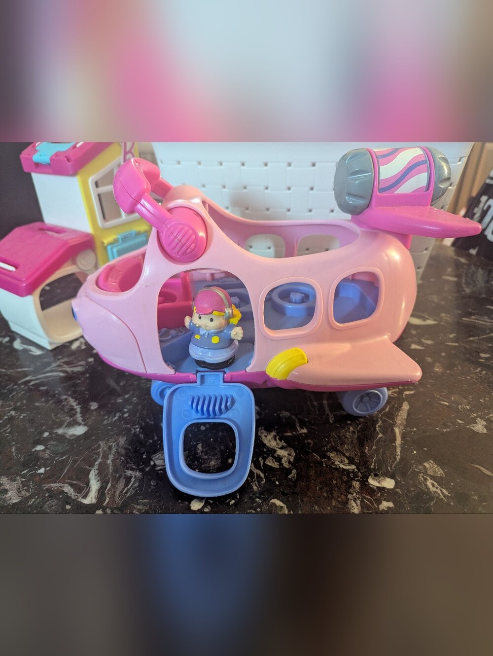 Little People - Pink and Blue Kids Toy Airplane with Pilot Figure